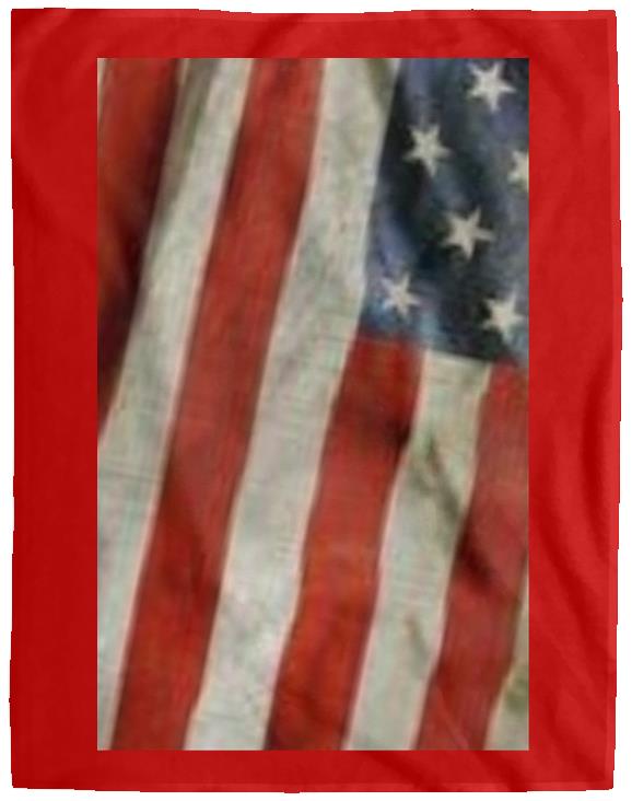 Cozy Plush Fleece Blanket - 60x80 -- American Flag -- Distressed and Waving