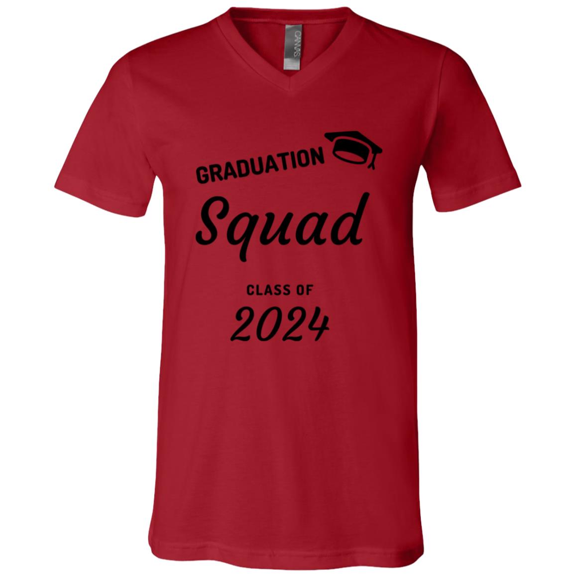 Grad Squad 2024 Black 3005 Unisex Jersey SS V-Neck T-Shirt