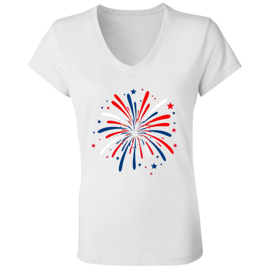 4th of July Firework CLOSEOUT - B6005 Ladies' Jersey V-Neck T-Shirt