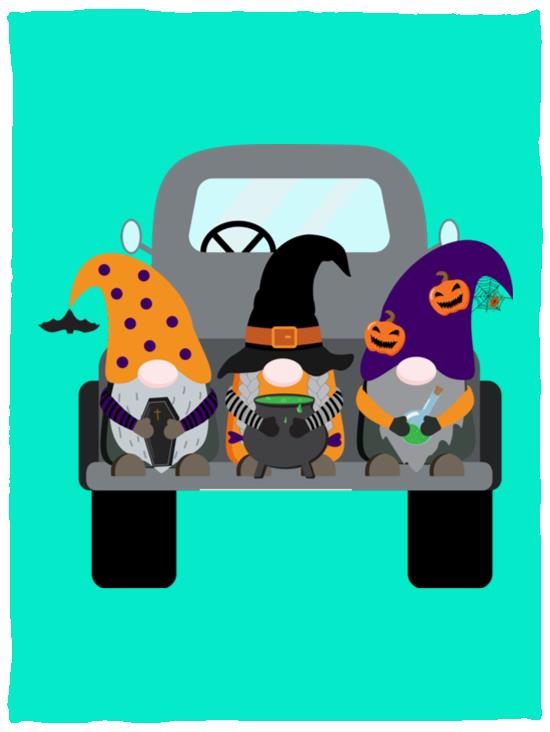 Halloween Gnomes in a Truck VPS Cozy Plush Fleece Blanket - 30x40