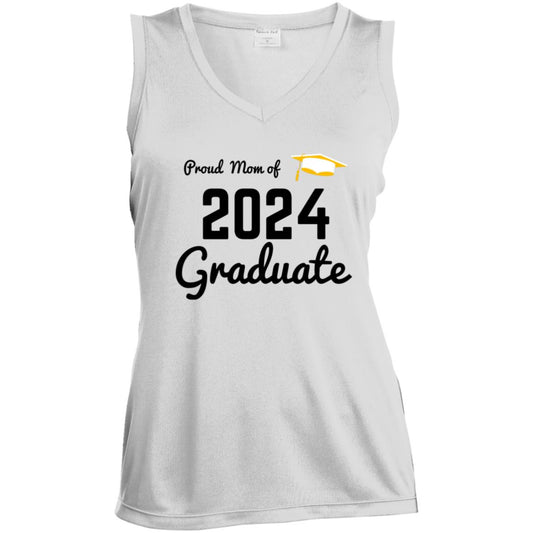 Proud Mom -- 2024 Graduate  -- Ladies' Sleeveless V-Neck Performance Tee