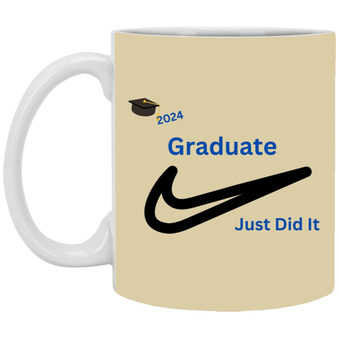 White Mug with a Splash of Color 11oz -- Graduation Nike 2024