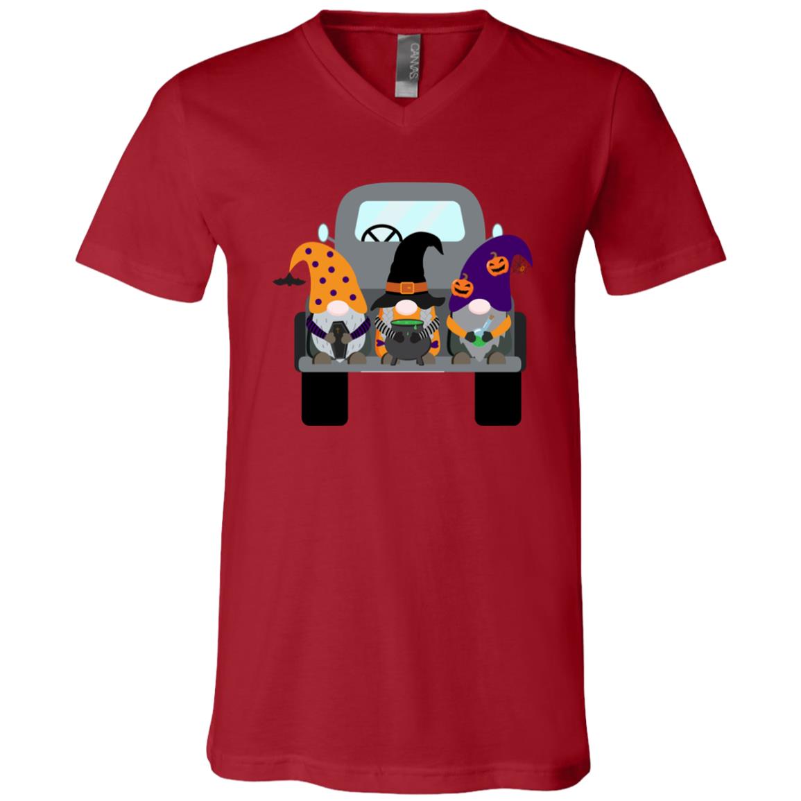 Halloween Gnomes in a Truck 3005 Unisex Jersey SS V-Neck T-Shirt