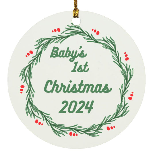 Baby’s 1st Christmas Wreath 2024 -- Circle Ornament