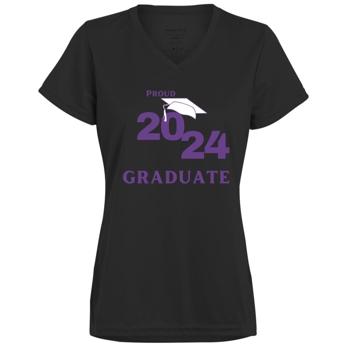 Proud 2024 Graduate -- Ladies’ Moisture-Wicking V-Neck Tee