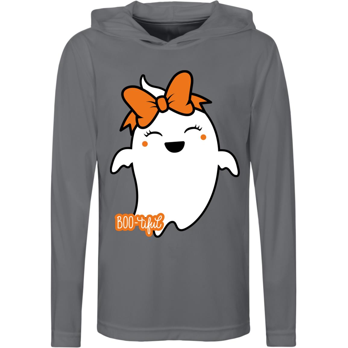 Boo-tiful Ghost with Bow -- Team 365 Kids Zone Hooded Tee