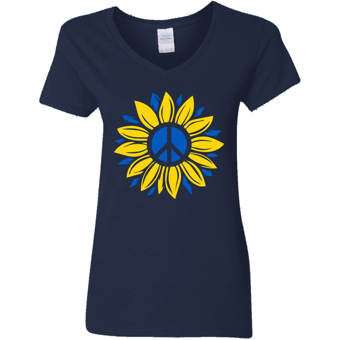 Peace flower t-shirt G500VL Ladies' 5.3 oz. V-Neck T-Shirt