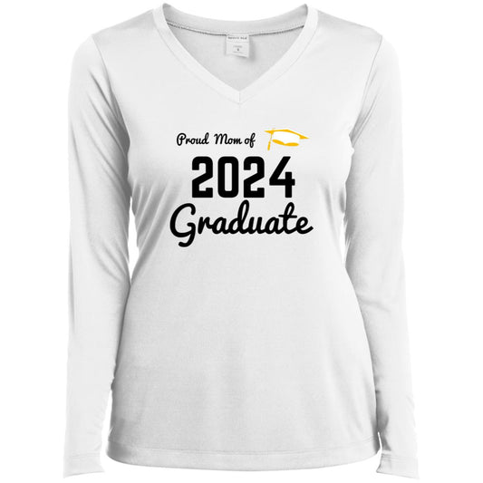 Proud Mom -- 2024 Graduate 2024 -- Ladies’ LS Performance V-Neck Tee