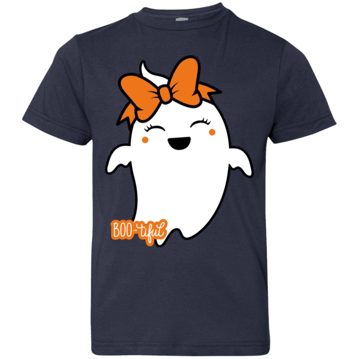 Boo-tiful Ghost with Bow -- Youth Jersey T-Shirt