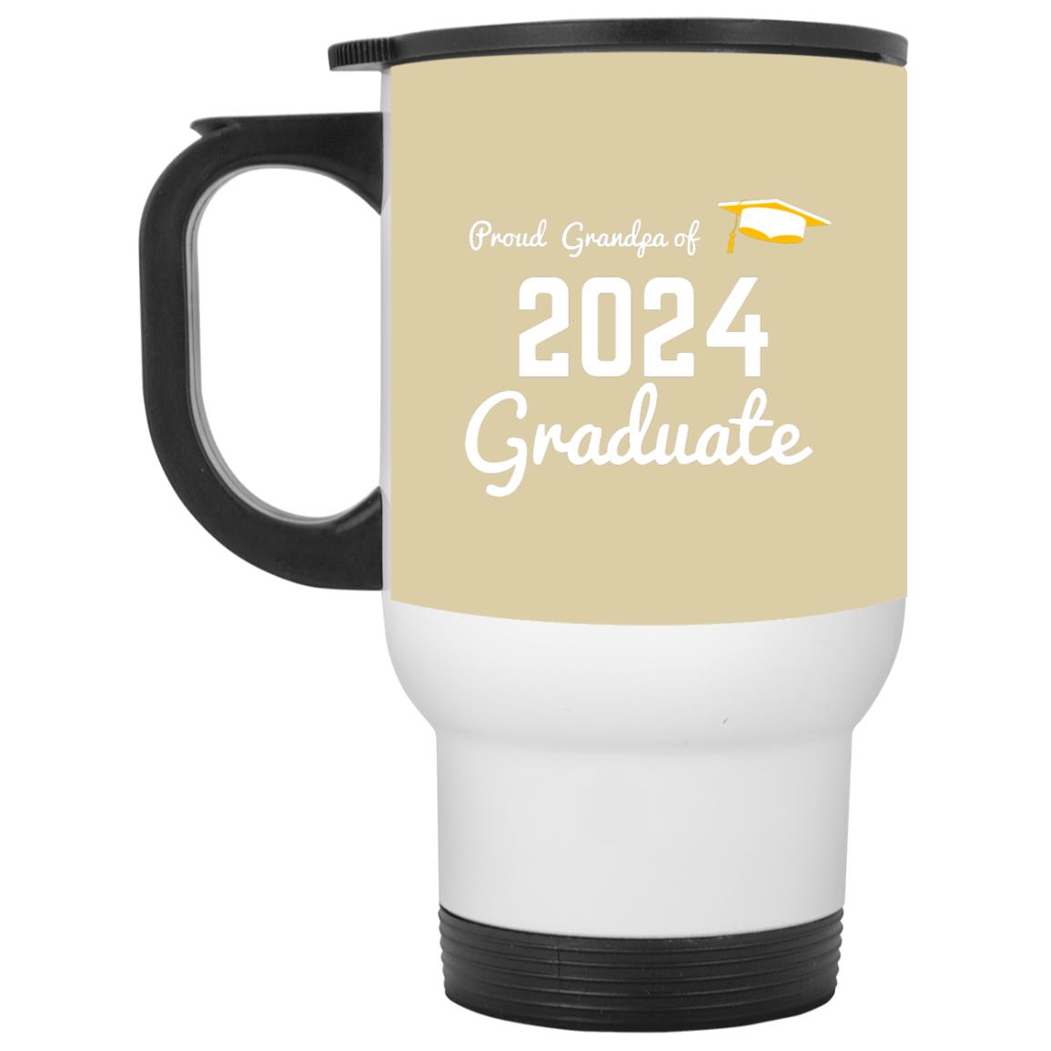 Proud Grandpa -- Graduate 2024 -- White Travel Mug