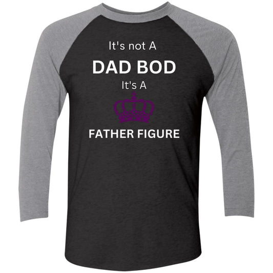 DAD BOD whitepurple CLOSEOUT -- Tri-Blend 3/4 Sleeve Raglan T-Shirt