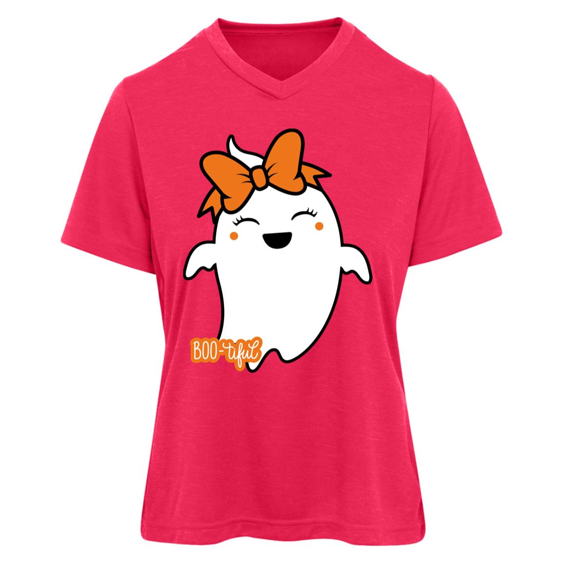 Boo-tiful Ghost with Bow TT11HW Team 365 Womens Sonic Heather Tee