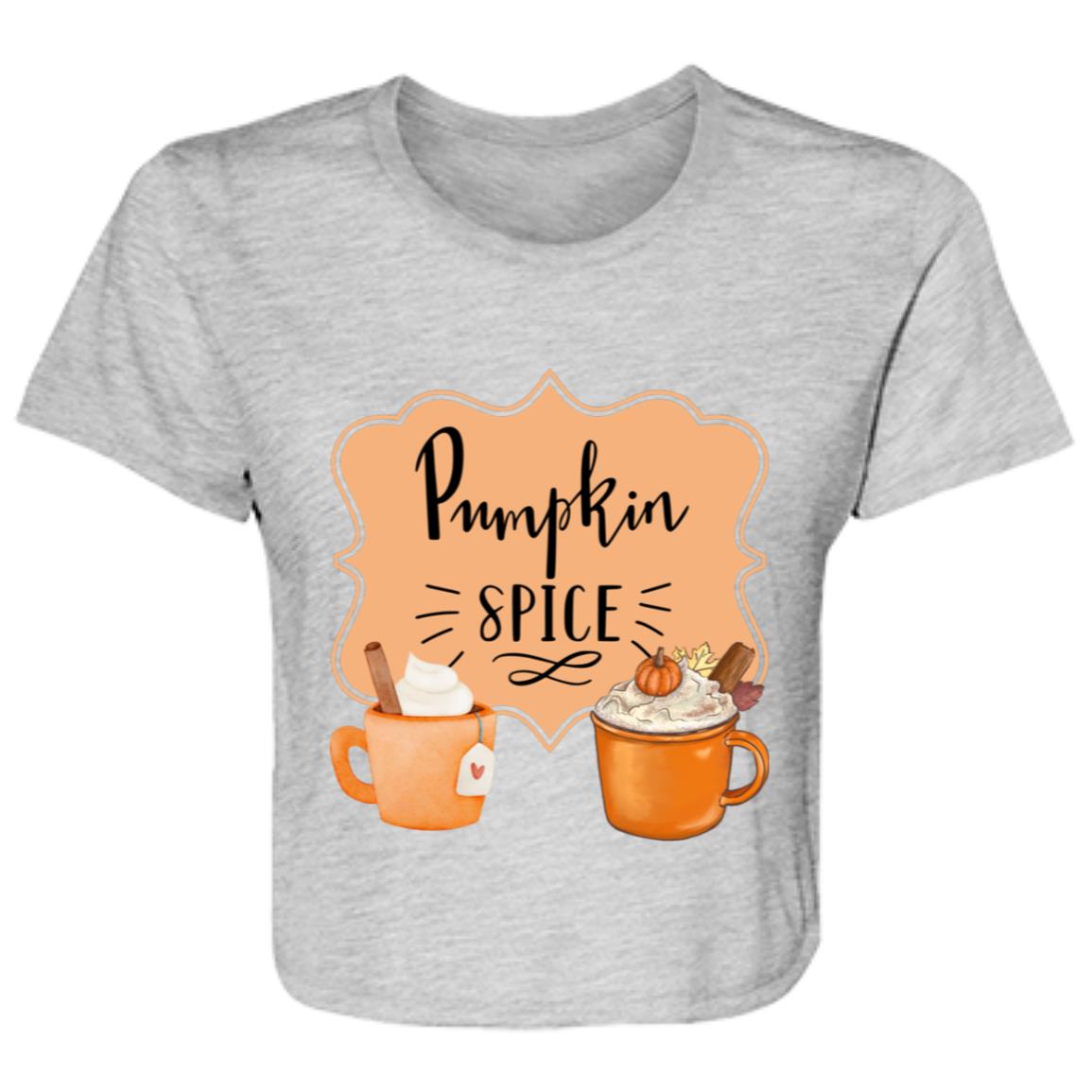 Pumpkin Spice Latte Orangetan Black -- Ladies' Flowy Cropped Tee