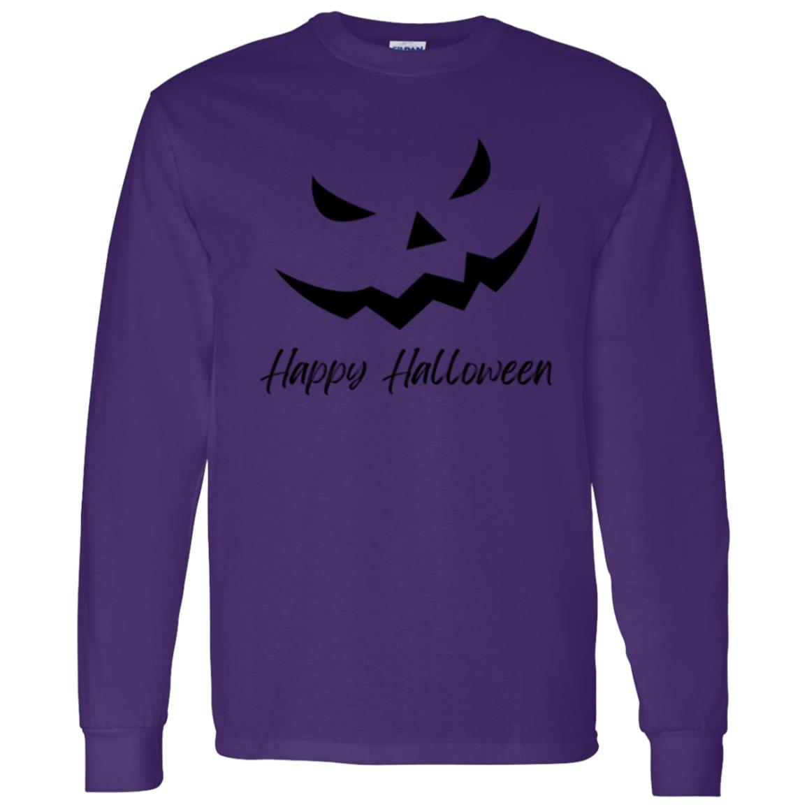 Scary Jack O Lantern Face --  LS T-Shirt 5.3 oz.