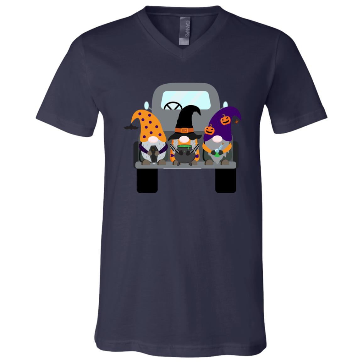 Halloween Gnomes in a Truck 3005 Unisex Jersey SS V-Neck T-Shirt