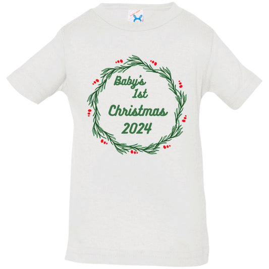 Baby’s 1st Christmas wreath 2024 -- Infant Jersey T-Shirt