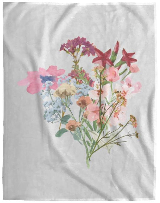 Watercolor Flowers t-shirt VPL Cozy Plush Fleece Blanket - 60x80