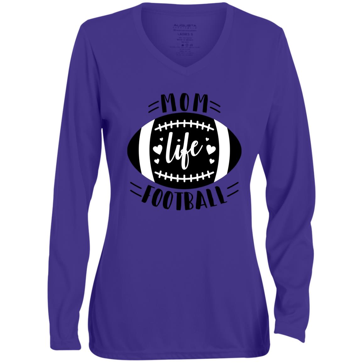 Football My Life CLOSEOUT -- Ladies' Moisture-Wicking Long Sleeve V-Neck Tee