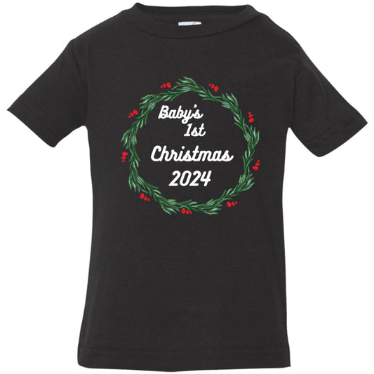 Baby’s 1st Christmas wreath 2024 ornament -- Infant Jersey T-Shirt