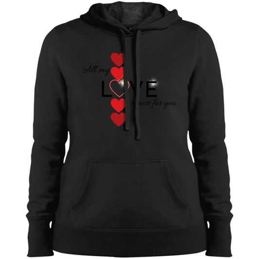 Elegant red hearts no background black t-shirt LST254 Ladies' Pullover Hooded Sweatshirt