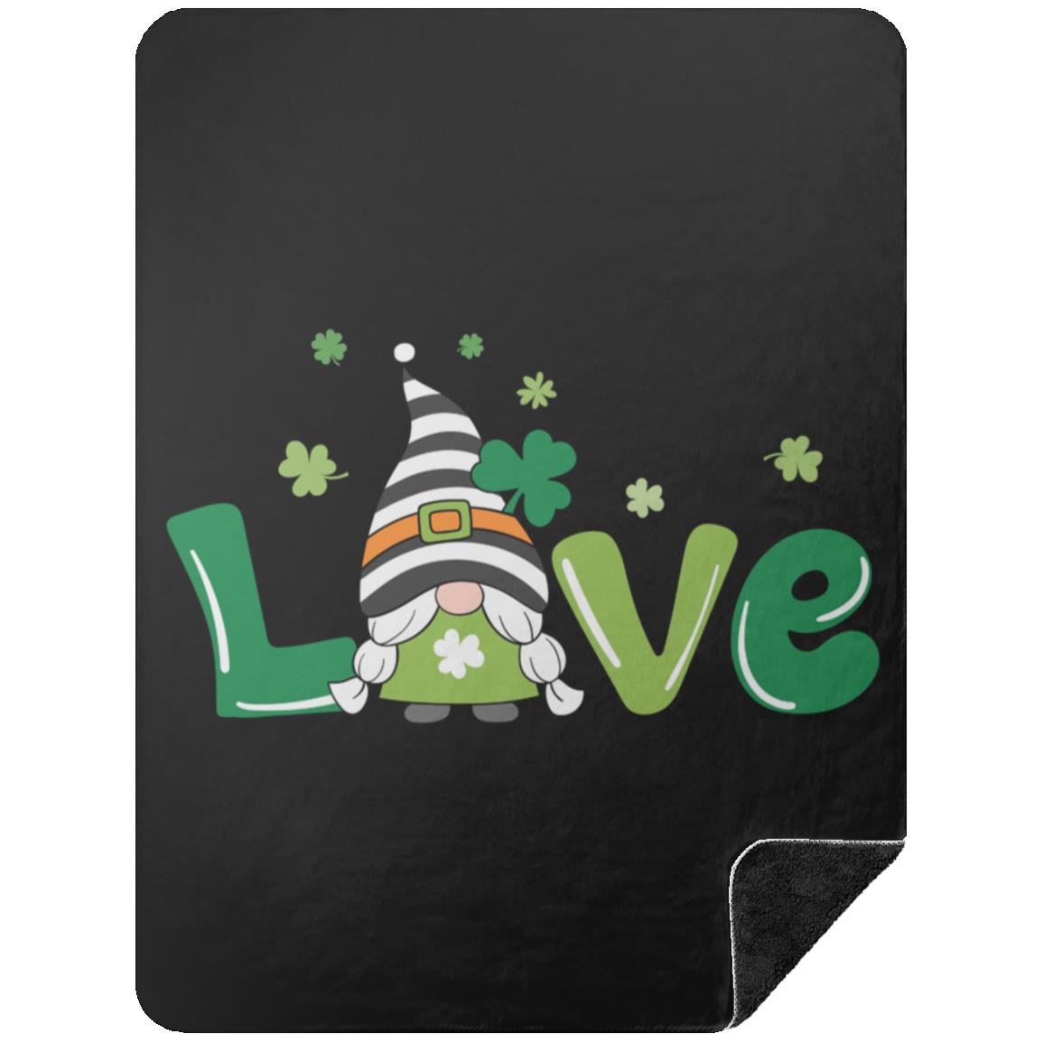 clover love gnome BSHL Premium Black Sherpa Blanket 60x80