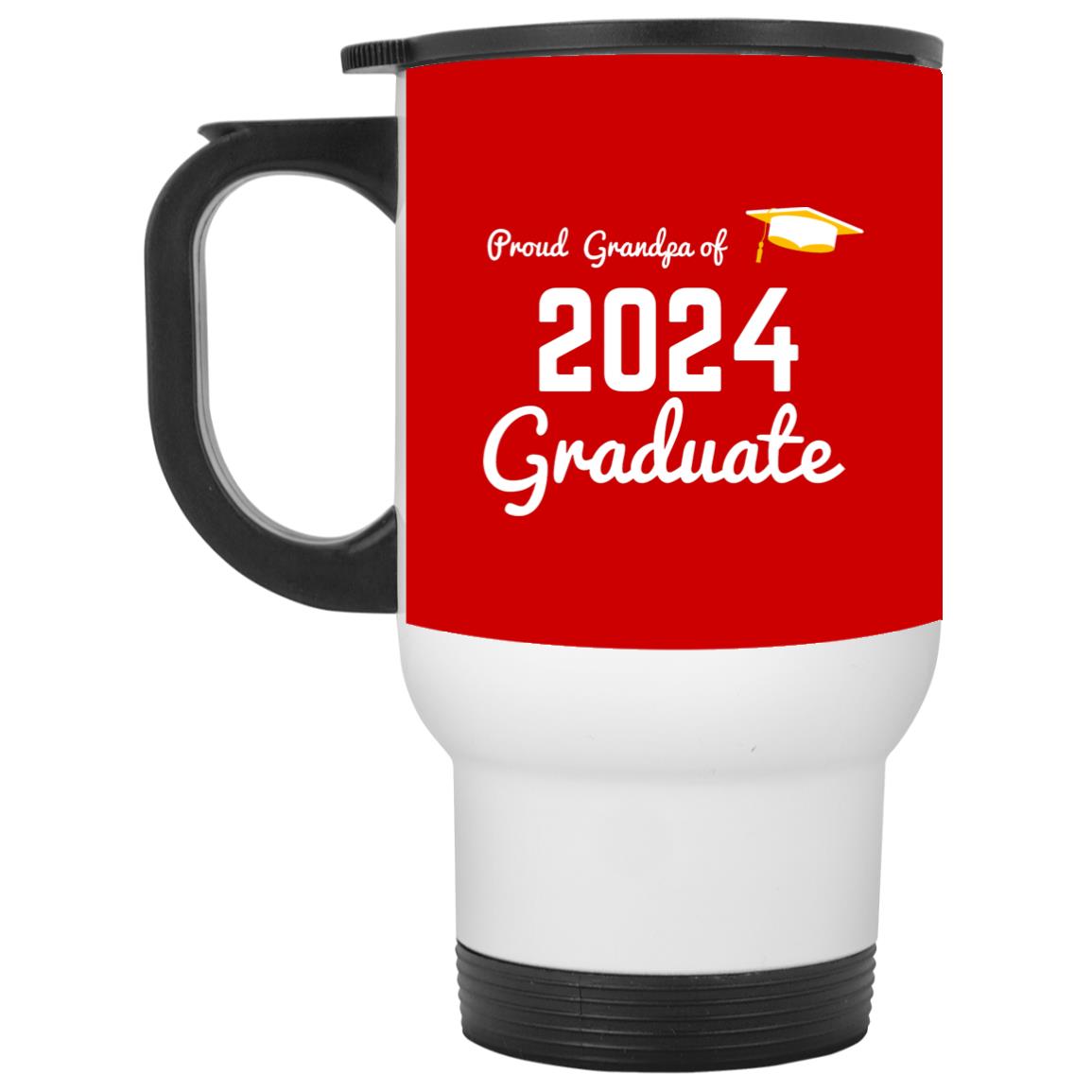 Proud Grandpa -- Graduate 2024 -- White Travel Mug