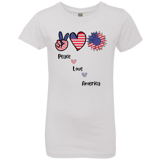 Girls' Princess T-Shirt -- Peace Love America