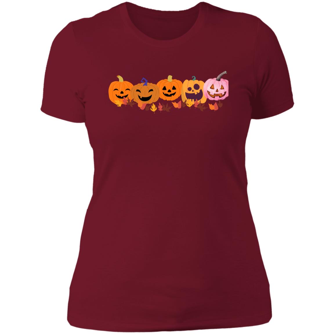 Jack 0 Lanterns in a Row NL3900 Ladies' Boyfriend T-Shirt