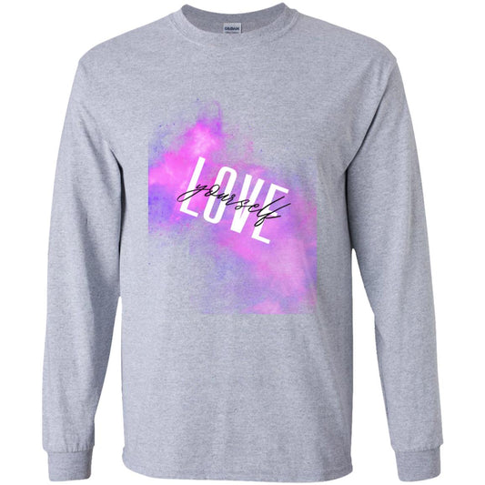 White Love yourself G540B Youth LS T-Shirt