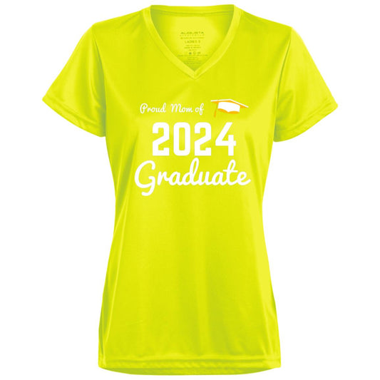 Proud Mom -- 2024 Graduate -- Ladies’ Moisture-Wicking V-Neck Tee