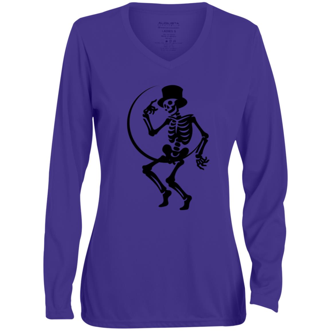 Moon and Skeleton CLOSEOUT -- Ladies' Moisture-Wicking Long Sleeve V-Neck Tee