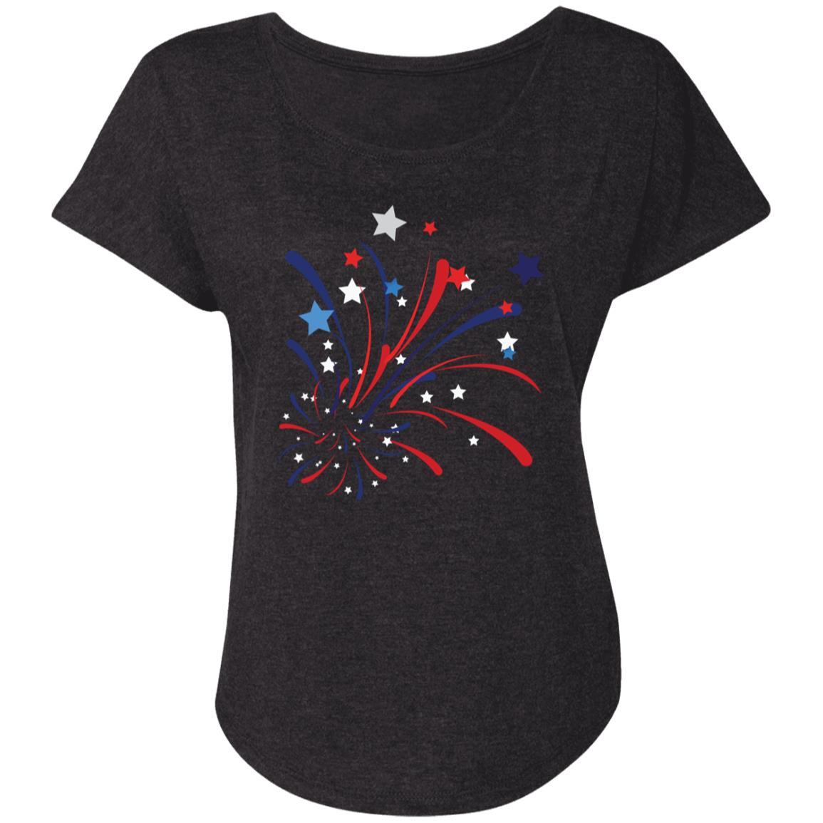 4th of July Firework 2 NL6760 Ladies' Triblend Dolman Sleeve