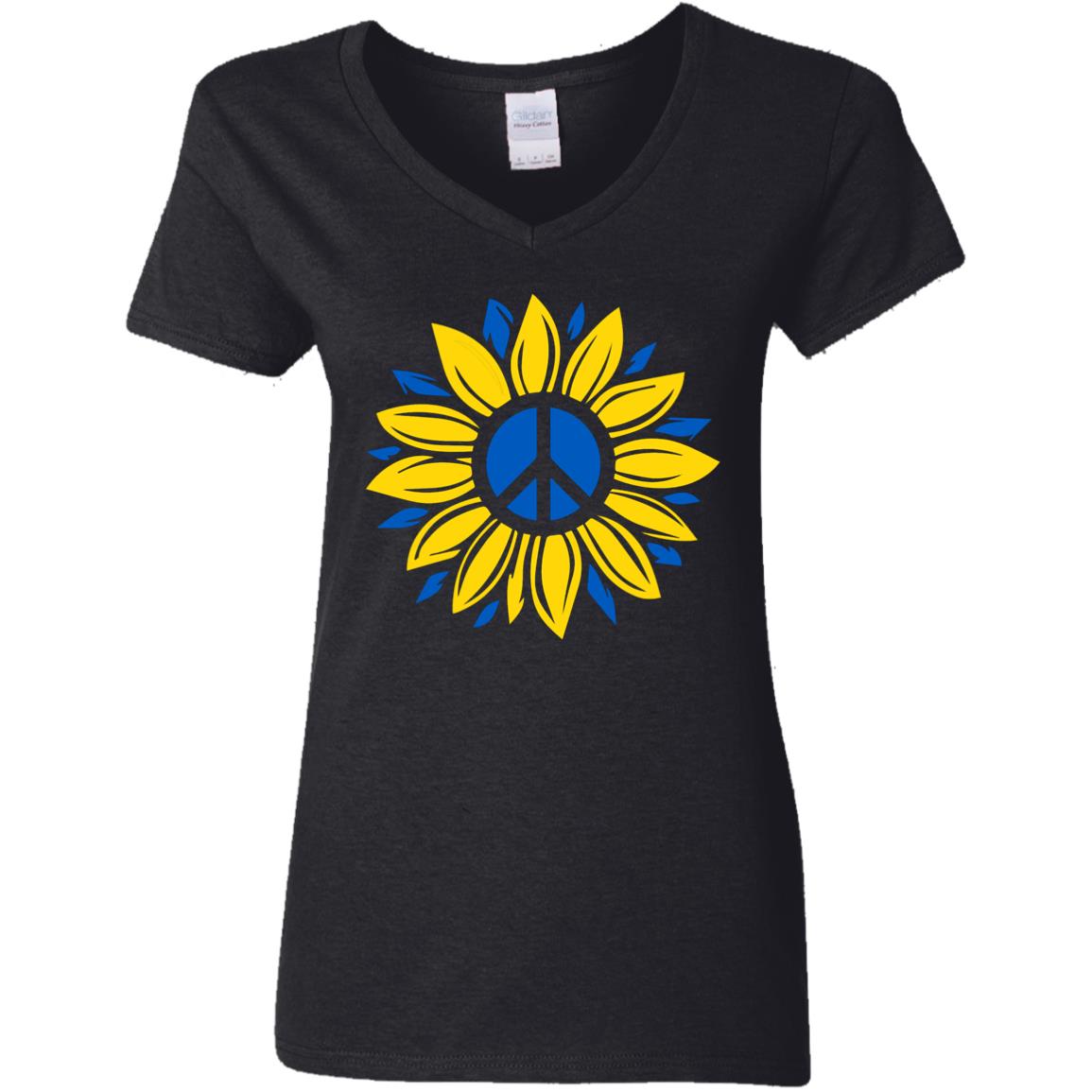 Peace flower t-shirt G500VL Ladies' 5.3 oz. V-Neck T-Shirt