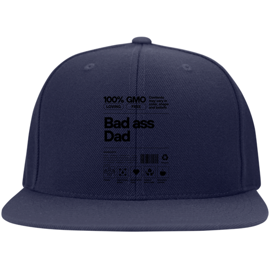 Bad Ass Dad -- Embroidered Flat Bill High-Profile Snapback Hat