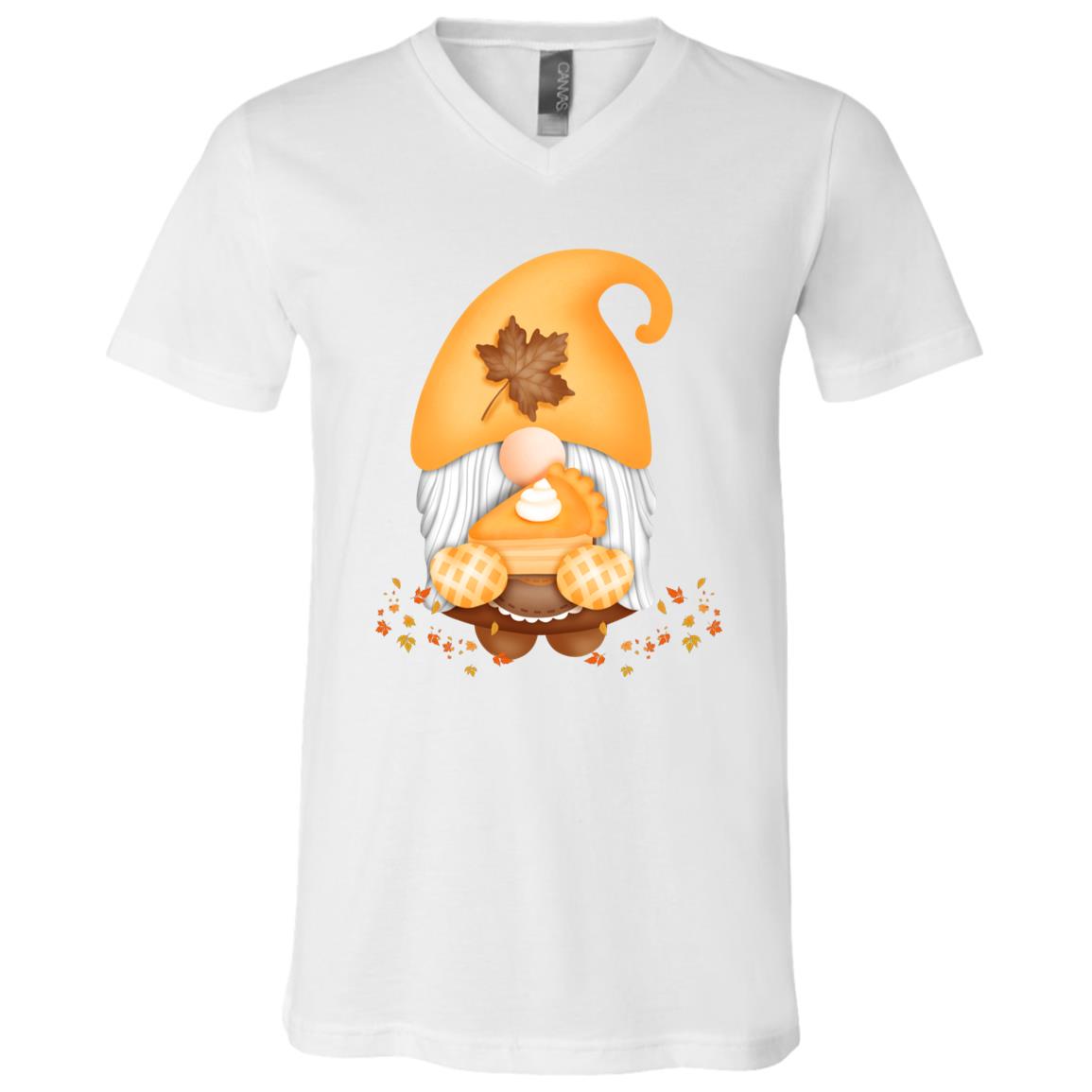 Gnome Pumpkin Pie 3005 Unisex Jersey SS V-Neck T-Shirt