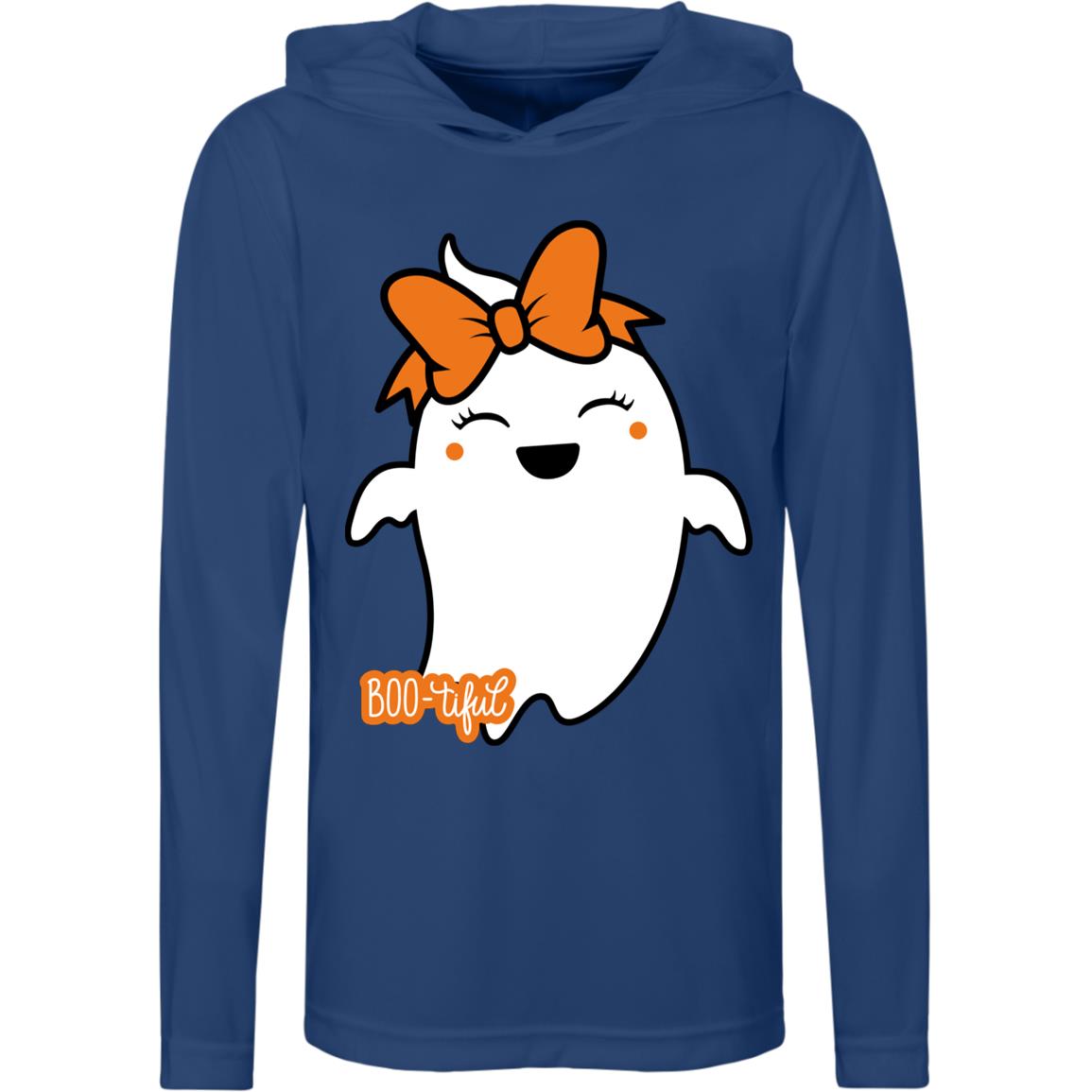 Boo-tiful Ghost with Bow -- Team 365 Kids Zone Hooded Tee