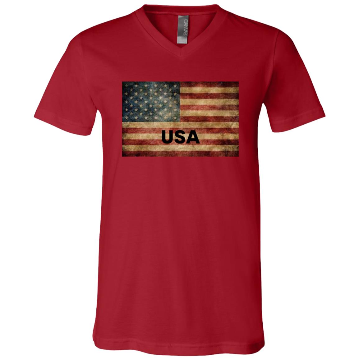 American Flag -- Unisex Jersey SS V-Neck T-Shirt