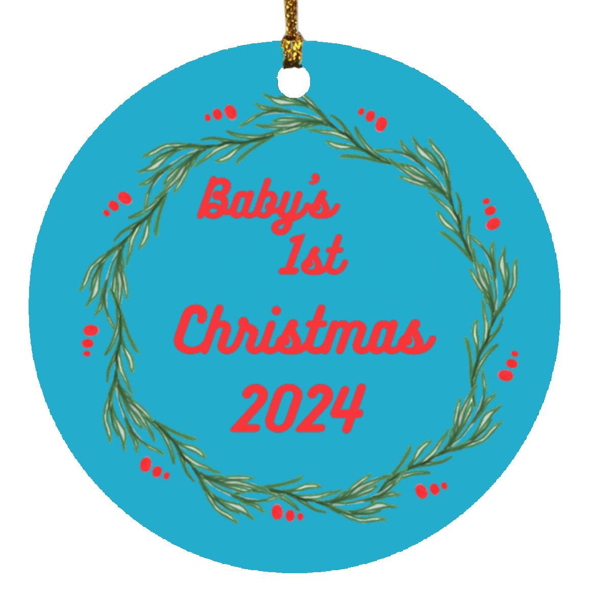 Baby's 1st Christmas wreath 2024 -- Circle Ornament