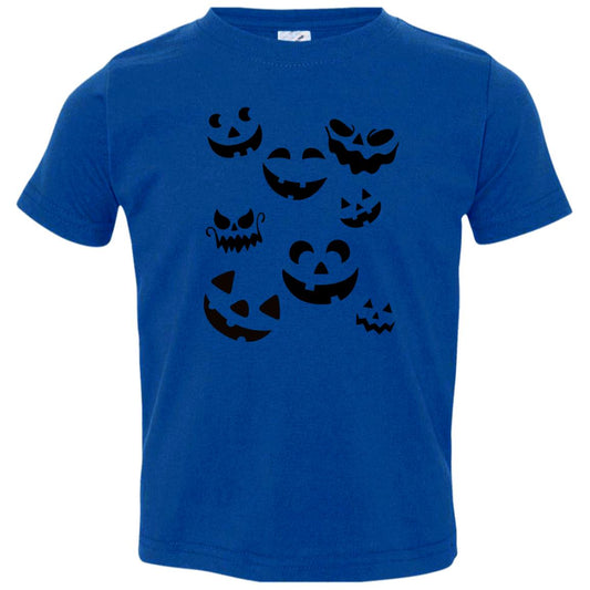 Scattered Jack O Lantern Faces (1) -- Toddler Jersey T-Shirt