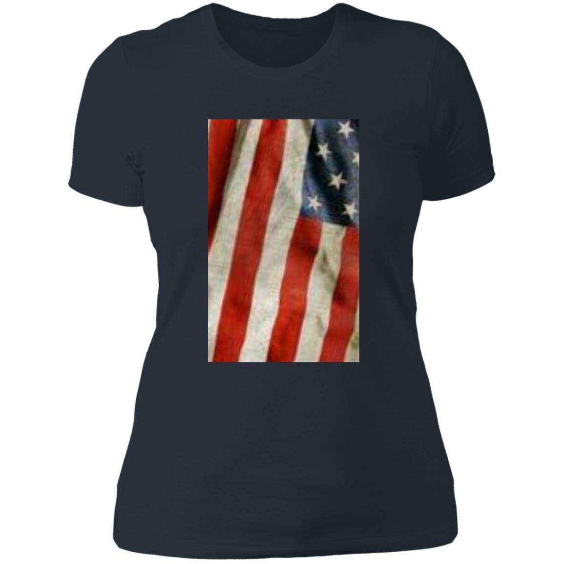 American Flag -- Distressed & Waving -- Ladies' Boyfriend T-Shirt