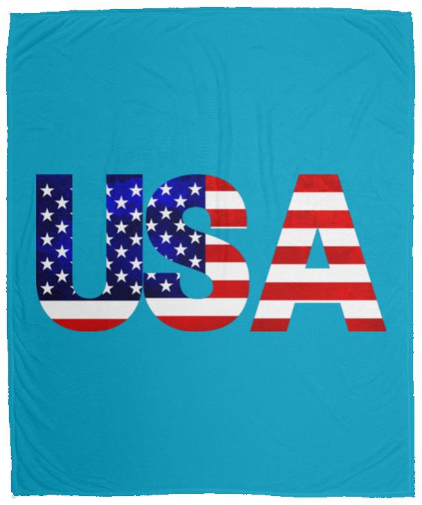 USA American Flag T-shirt VPM Cozy Plush Fleece Blanket - 50x60