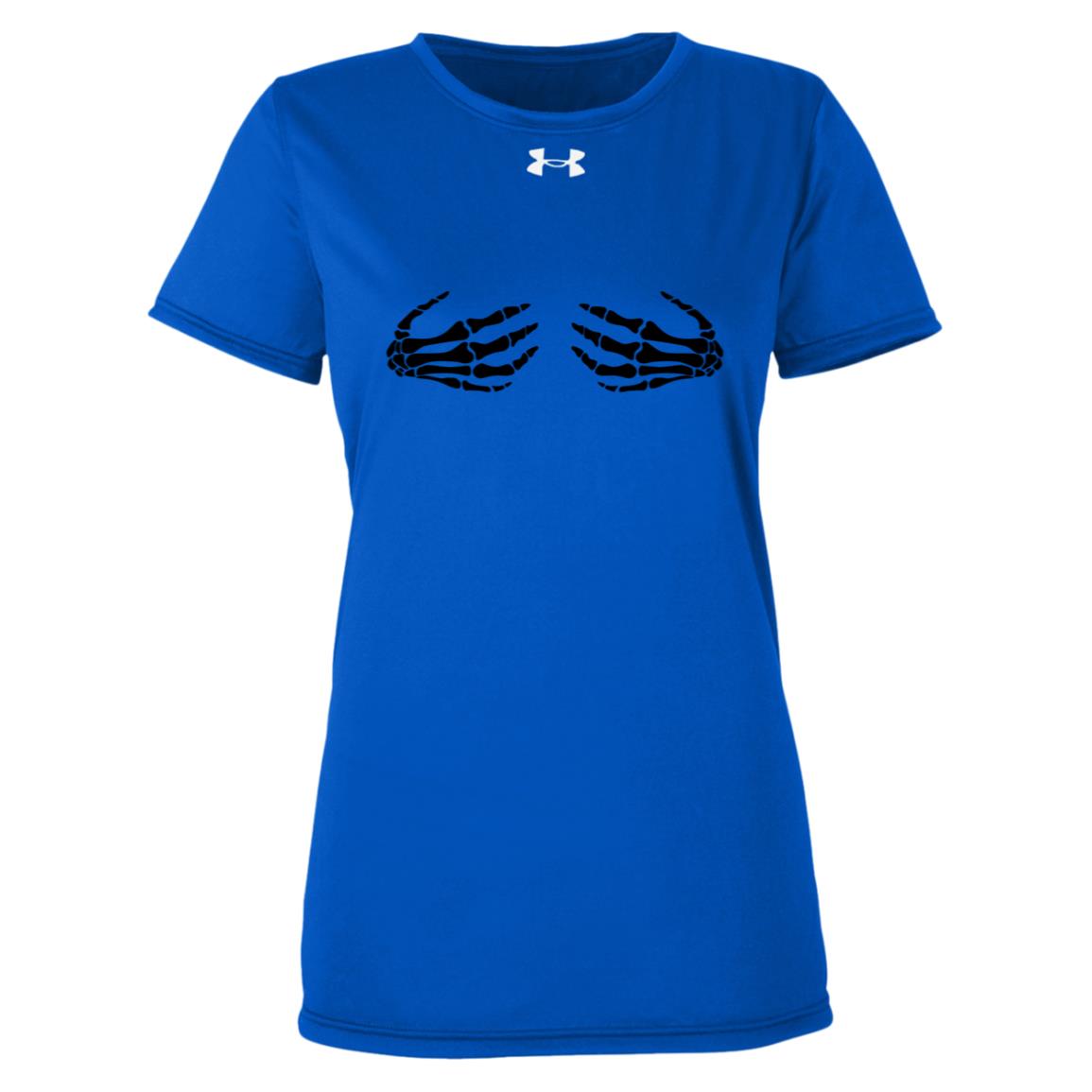 Skeleton Hands Cupping Breasts -- Under Armour Women's Team Tech Tee