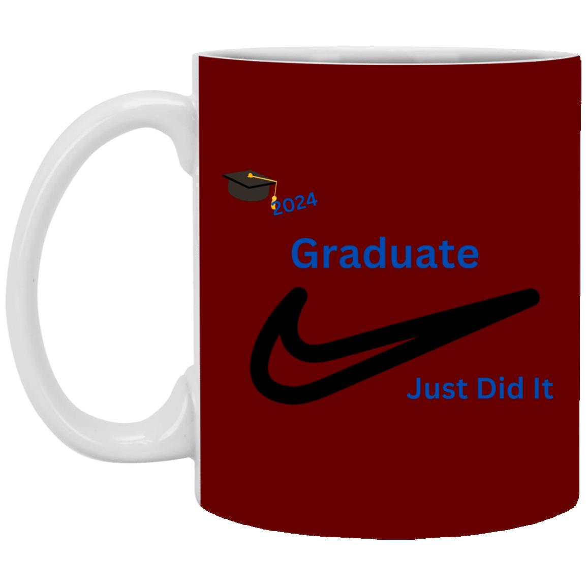 White Mug with a Splash of Color 11oz -- Graduation Nike 2024