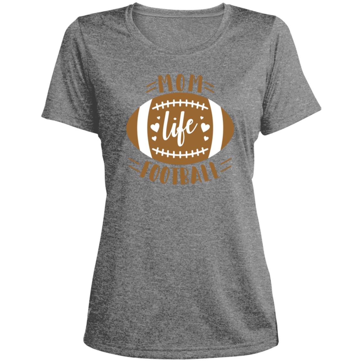 Football My Life CLOSEOUT -- Ladies' Heather Scoop Neck Performance Tee