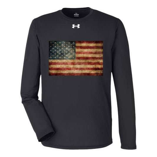 American Flag -- Distressed -- Under Armour Team Tech Long Sleeve Tee