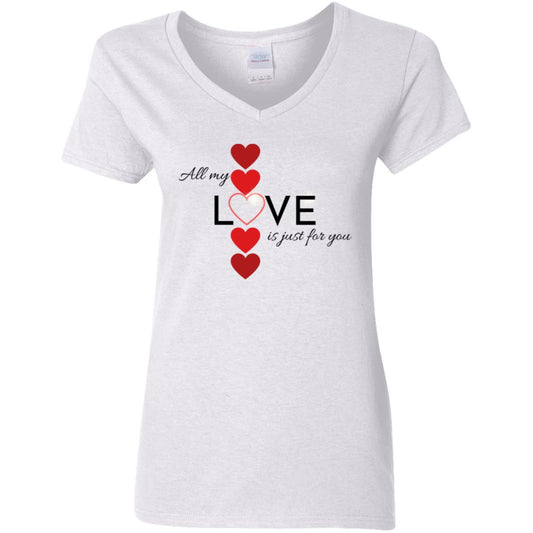 Elegant red hearts no background black t-shirt G500VL Ladies' 5.3 oz. V-Neck T-Shirt