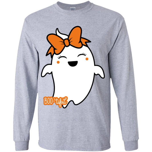 Boo-tiful Ghost with Bow -- Youth LS T-Shirt