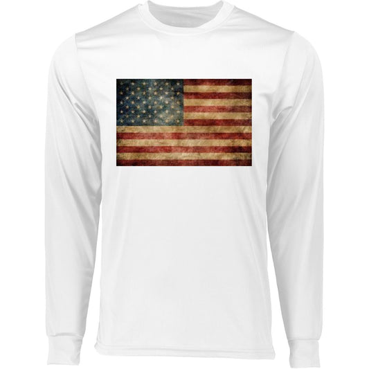 American Flag -- Distressed -- CLOSEOUT -- Long Sleeve Moisture-Wicking Tee