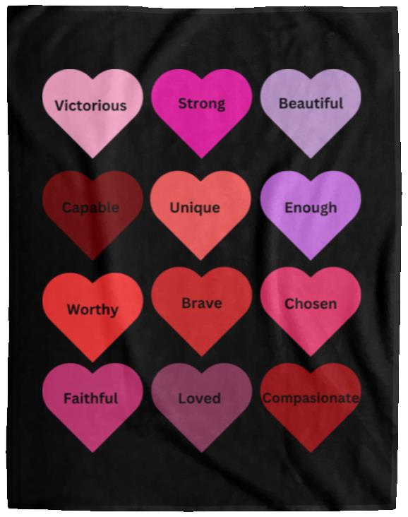 Positive hearts black VPL Cozy Plush Fleece Blanket - 60x80