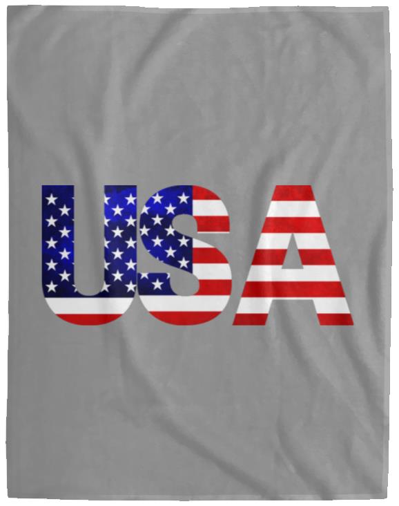 USA American Flag T-shirt VPL Cozy Plush Fleece Blanket - 60x80